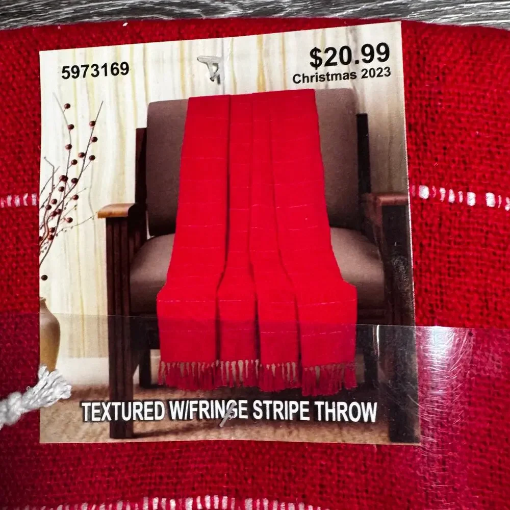 Red throw with Fringe 50”x60